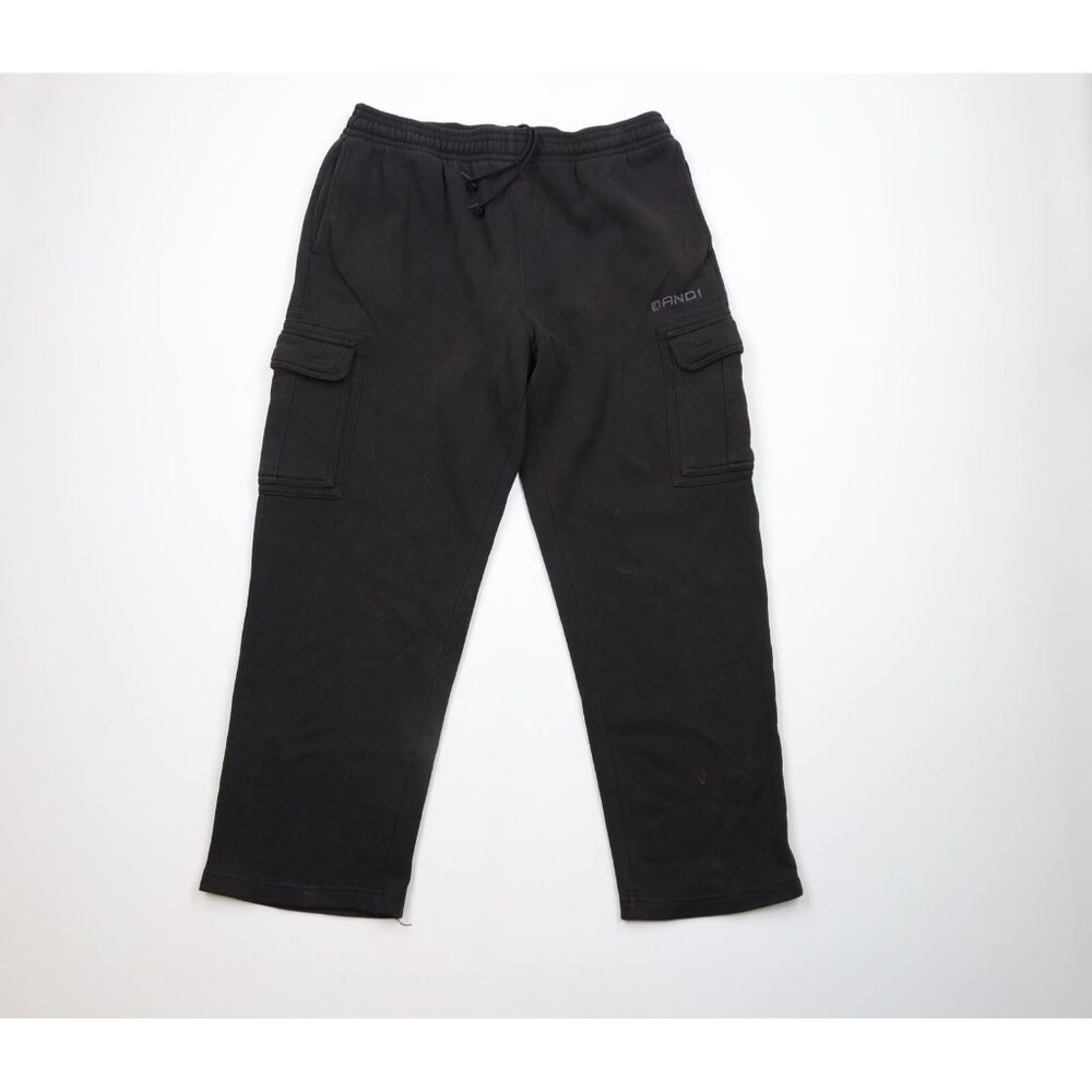 Vintage And1 Basketball Mens XL Distressed Baggy Wide Leg Cargo Sweatpants Black